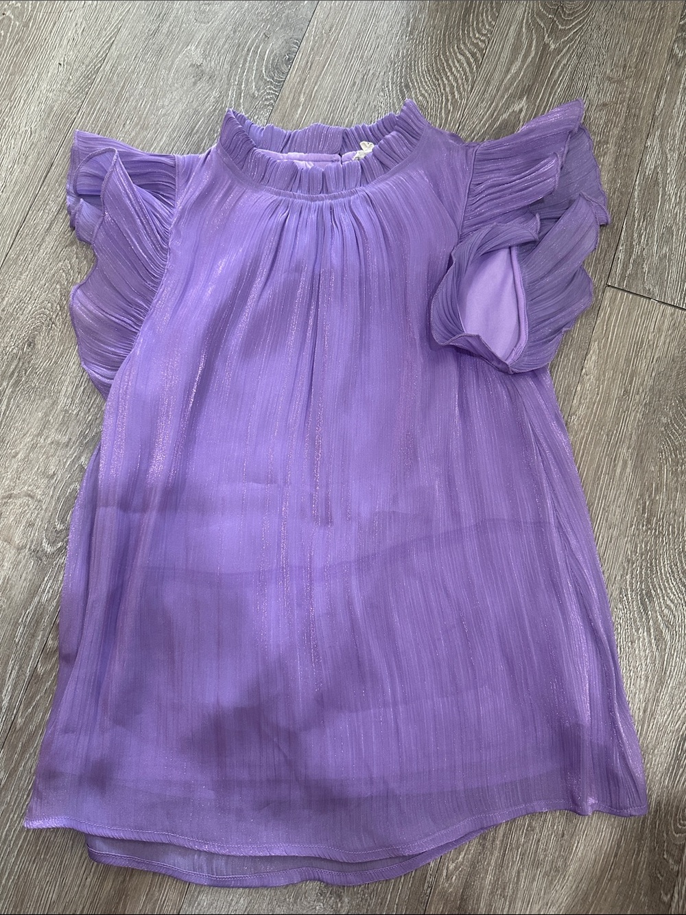 JODIFL Lavender Purple Ruffle Sleeve Blouse